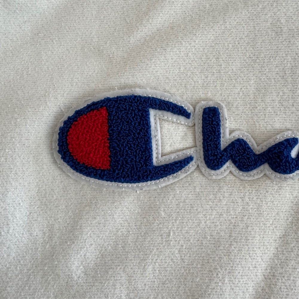 Champion Large White Reverse Weave Embroidered Logo Pullover Hoodie Sweatshirt - Picture 8 of 11